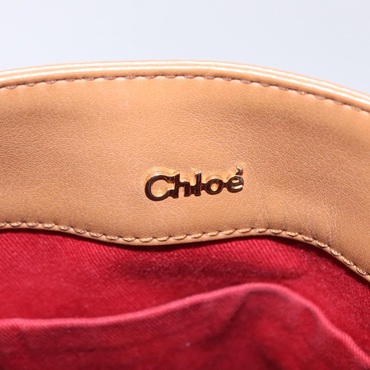 Chloe Eden Shoulder Bag Leather Beige Gold Auth ki6840