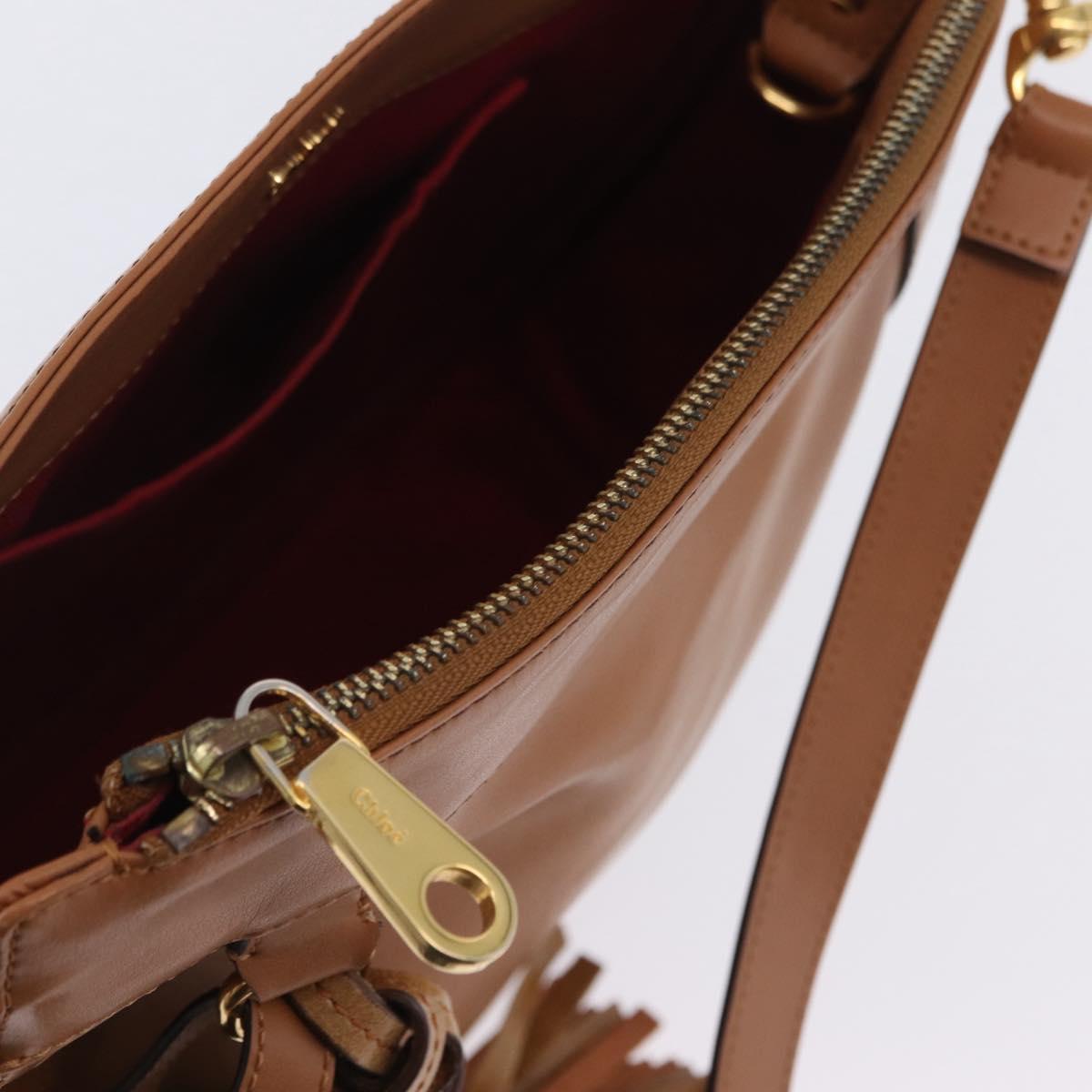 Chloe Eden Shoulder Bag Leather Beige Gold Auth ki6840