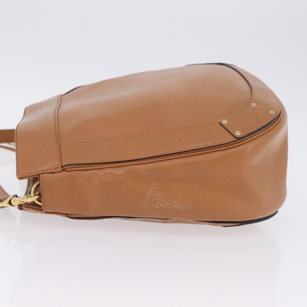 Chloe Eden Shoulder Bag Leather Beige Gold Auth ki6840