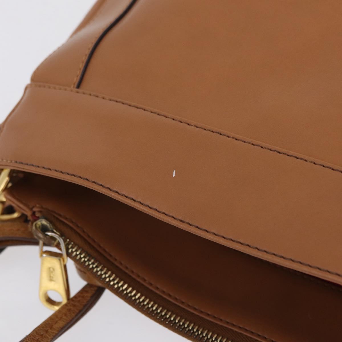 Chloe Eden Shoulder Bag Leather Beige Gold Auth ki6840