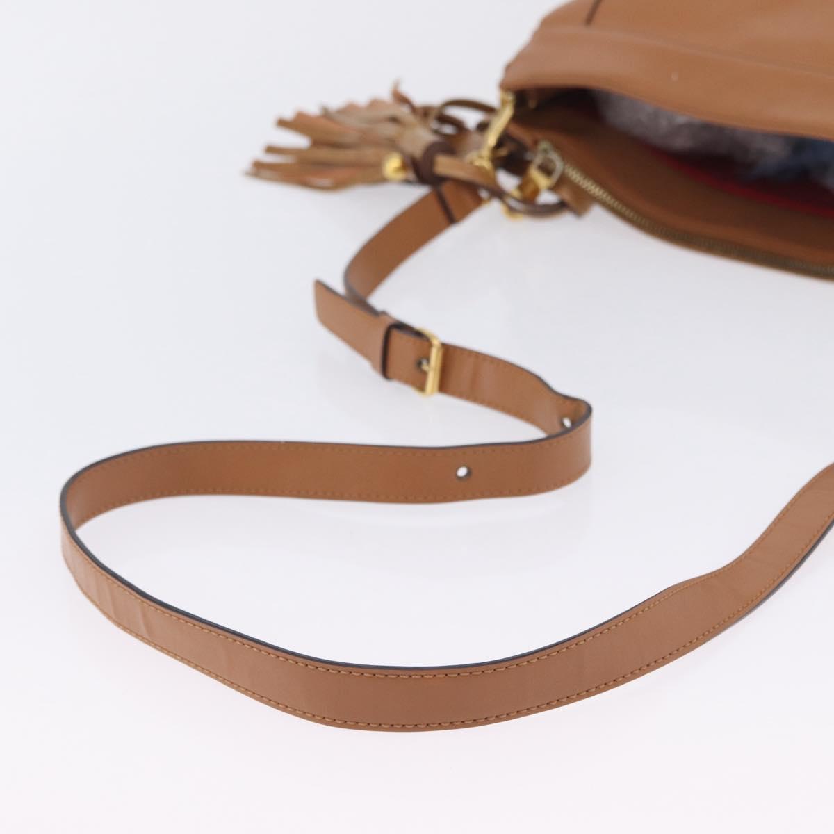 Chloe Eden Shoulder Bag Leather Beige Gold Auth ki6840