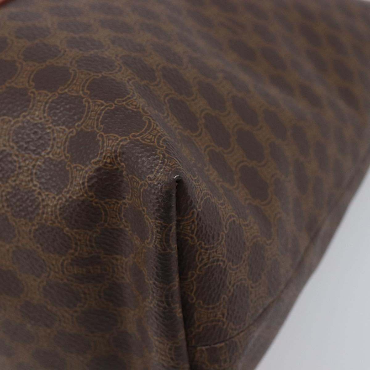 CELINE Macadam Canvas Tote Bag PVC Leather Brown Gold Auth ki6842A