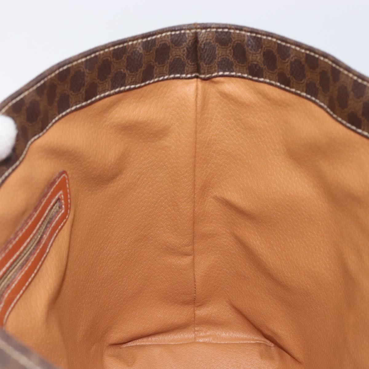 CELINE Macadam Canvas Tote Bag PVC Leather Brown Gold Auth ki6842A