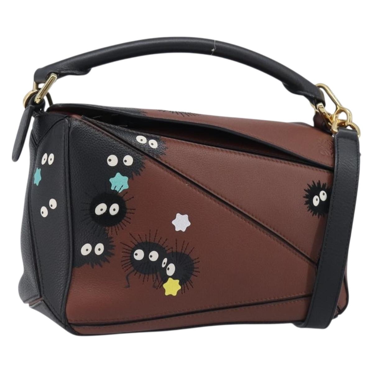 LOEWE Mini Puzzle Bag Ghibli Soot Sprites Leather 2way Brown Auth ki6844SM