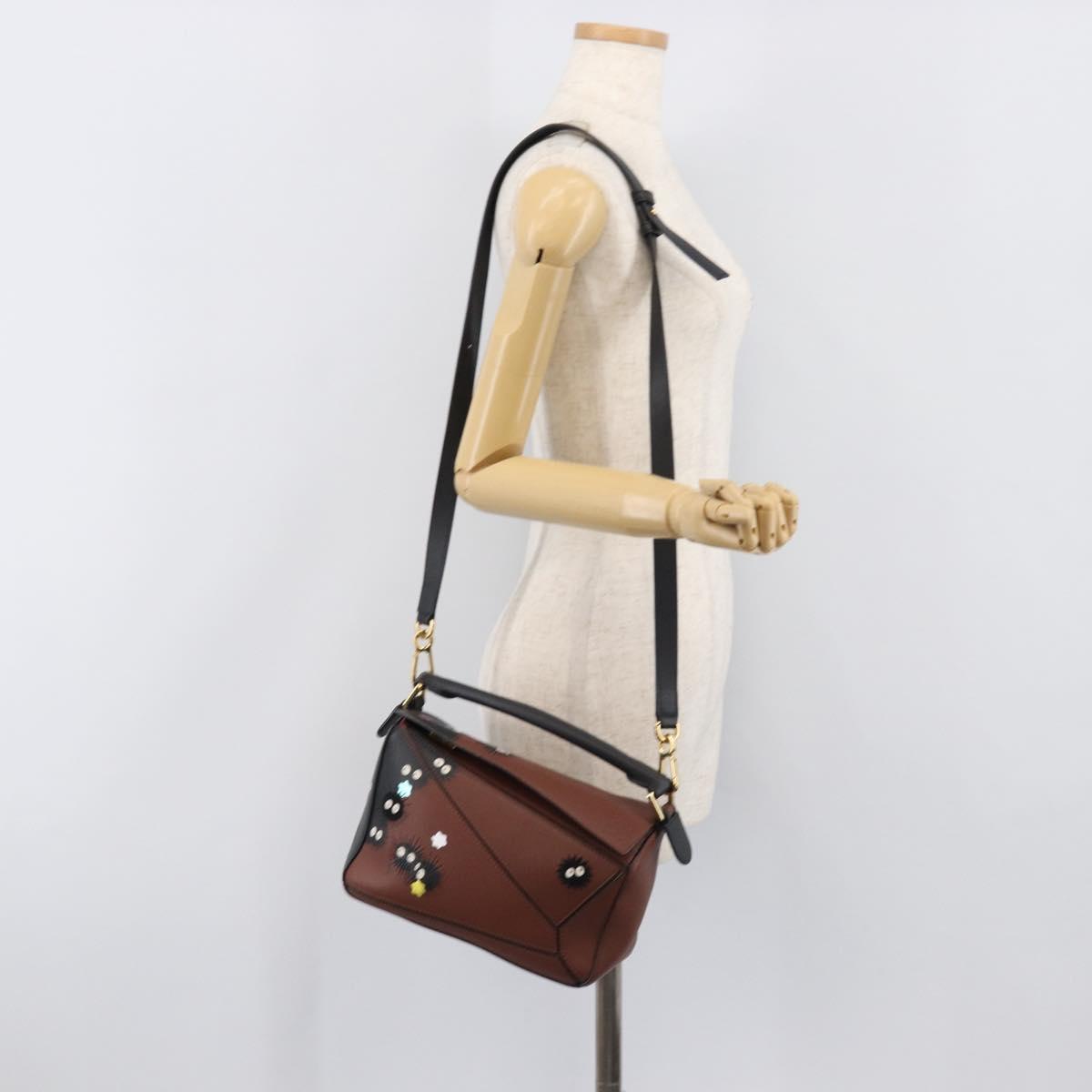 LOEWE Mini Puzzle Bag Ghibli Soot Sprites Leather 2way Brown Auth ki6844SM