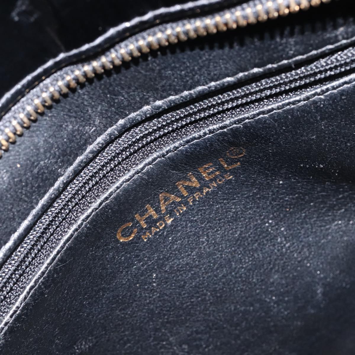 CHANEL COCO Mark Standard Tote Bag Patent Leather Black Gold CC Auth ki6845M