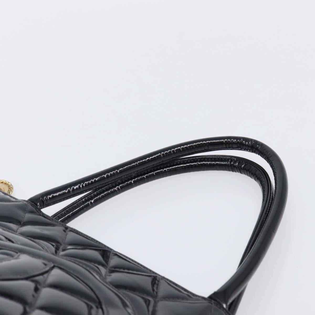 CHANEL COCO Mark Standard Tote Bag Patent Leather Black Gold CC Auth ki6845M