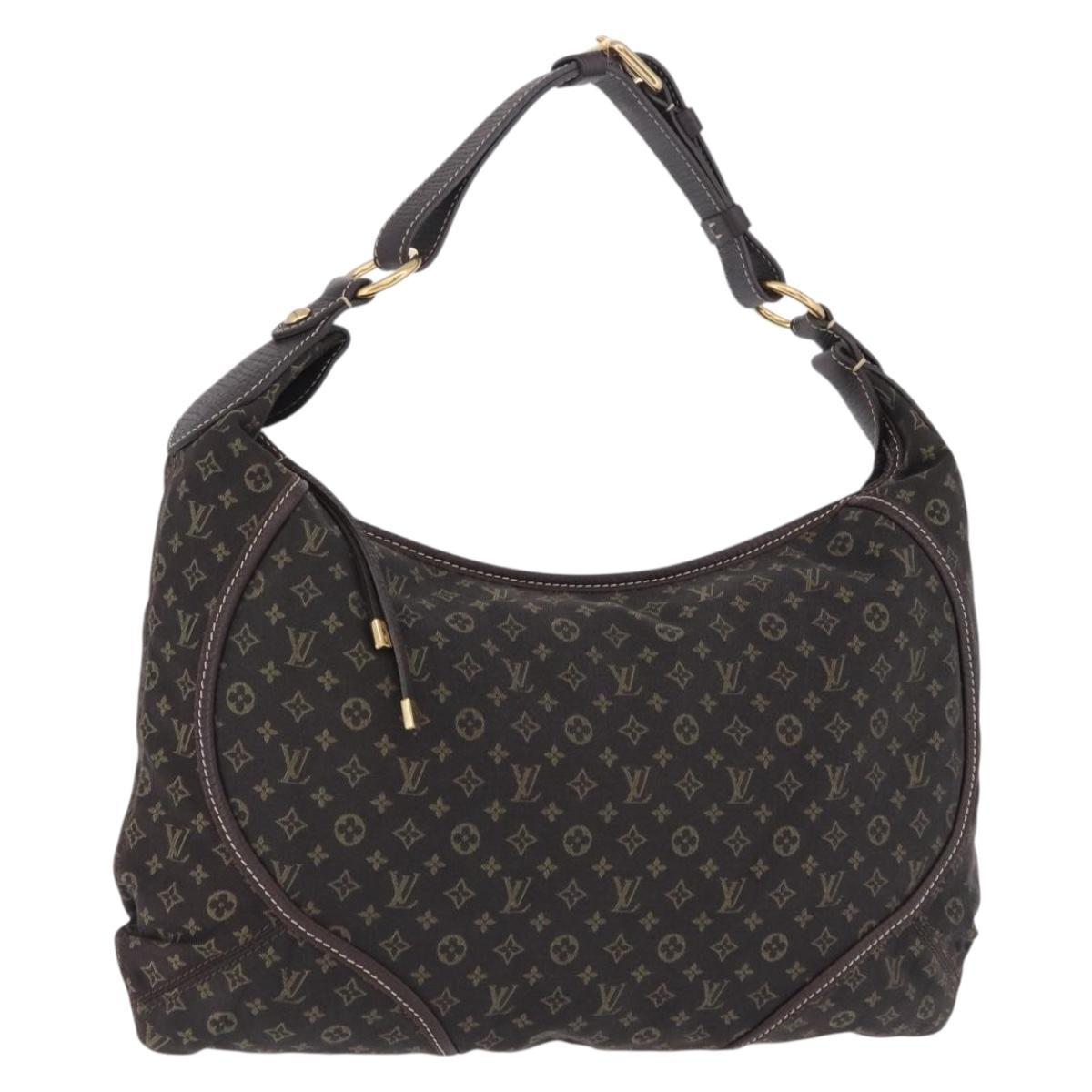 LOUIS VUITTON Monogram Mini Lin Manon MM Bag Brown Ebene M95619 LV Auth ki6848V