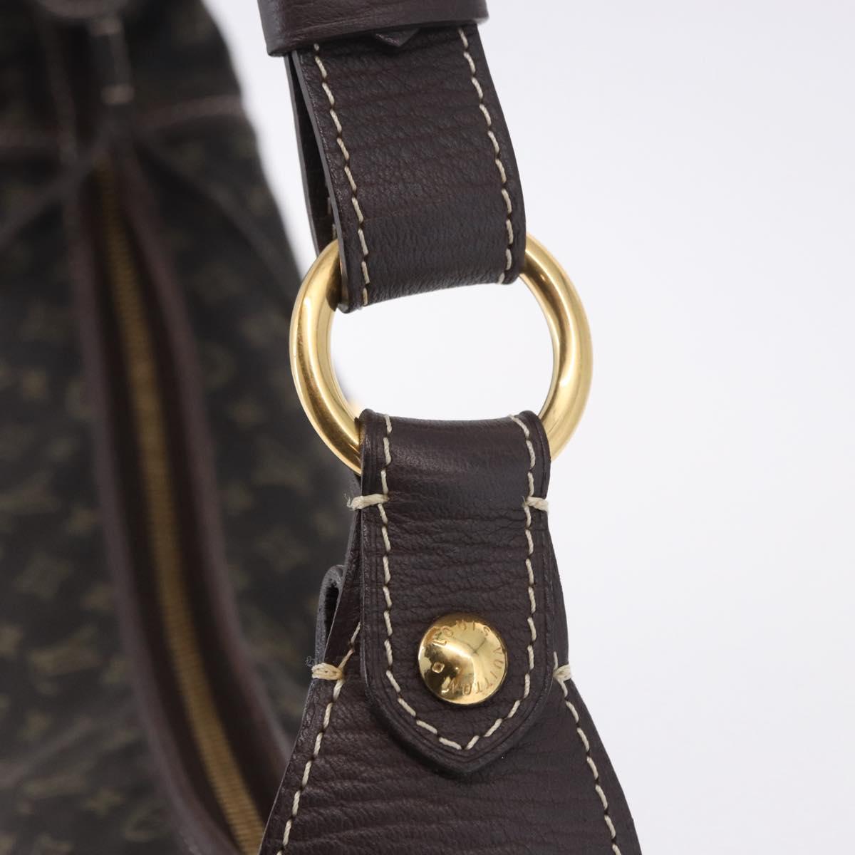 LOUIS VUITTON Monogram Mini Lin Manon MM Bag Brown Ebene M95619 LV Auth ki6848V