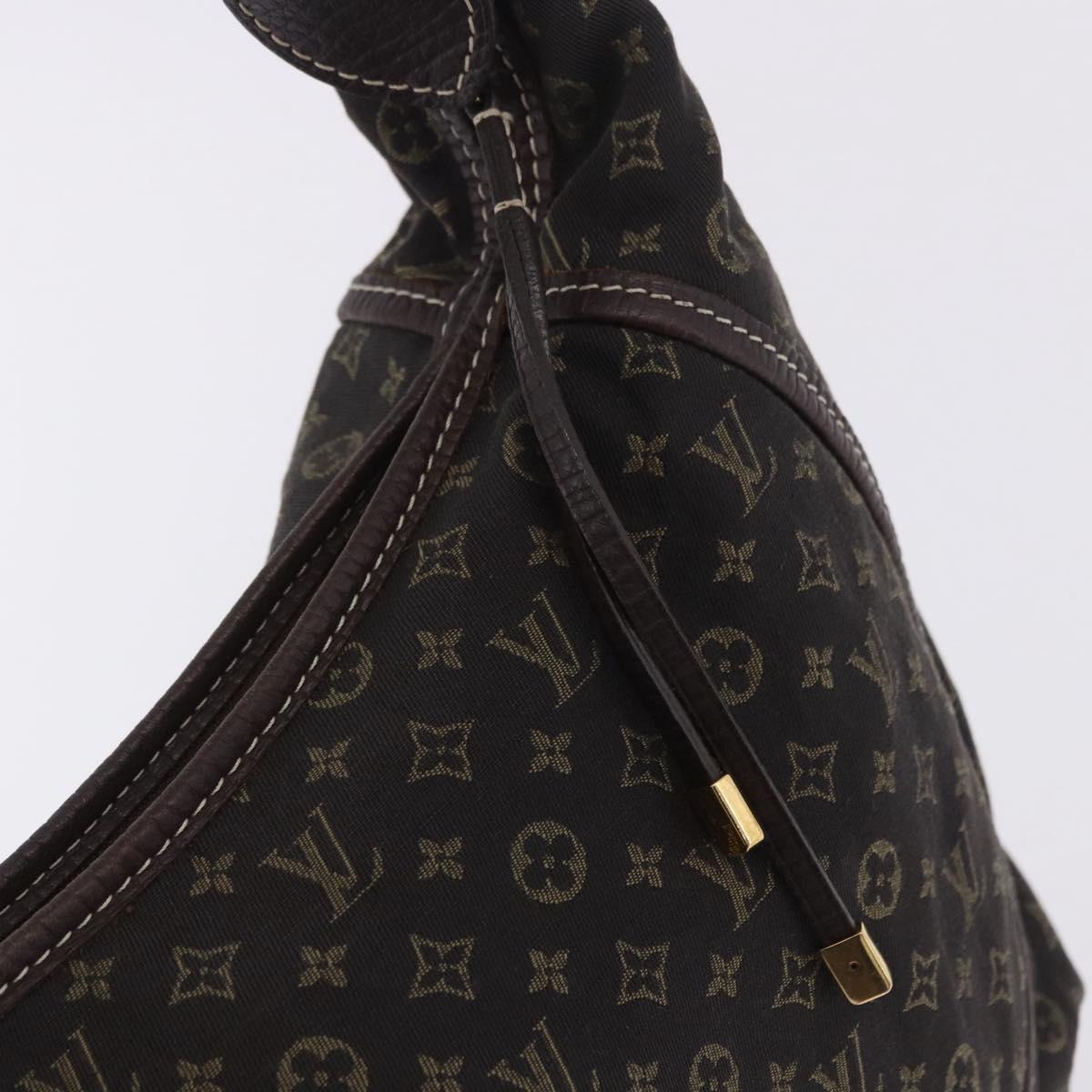 LOUIS VUITTON Monogram Mini Lin Manon MM Bag Brown Ebene M95619 LV Auth ki6848V