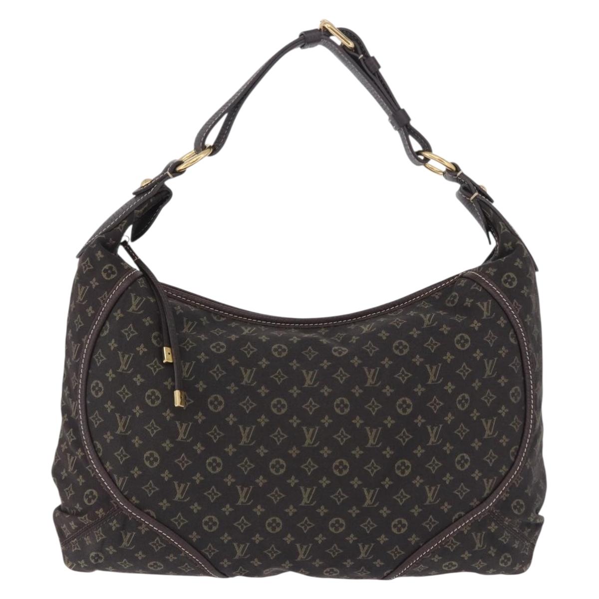 LOUIS VUITTON Monogram Mini Lin Manon MM Bag Brown Ebene M95619 LV Auth ki6848V
