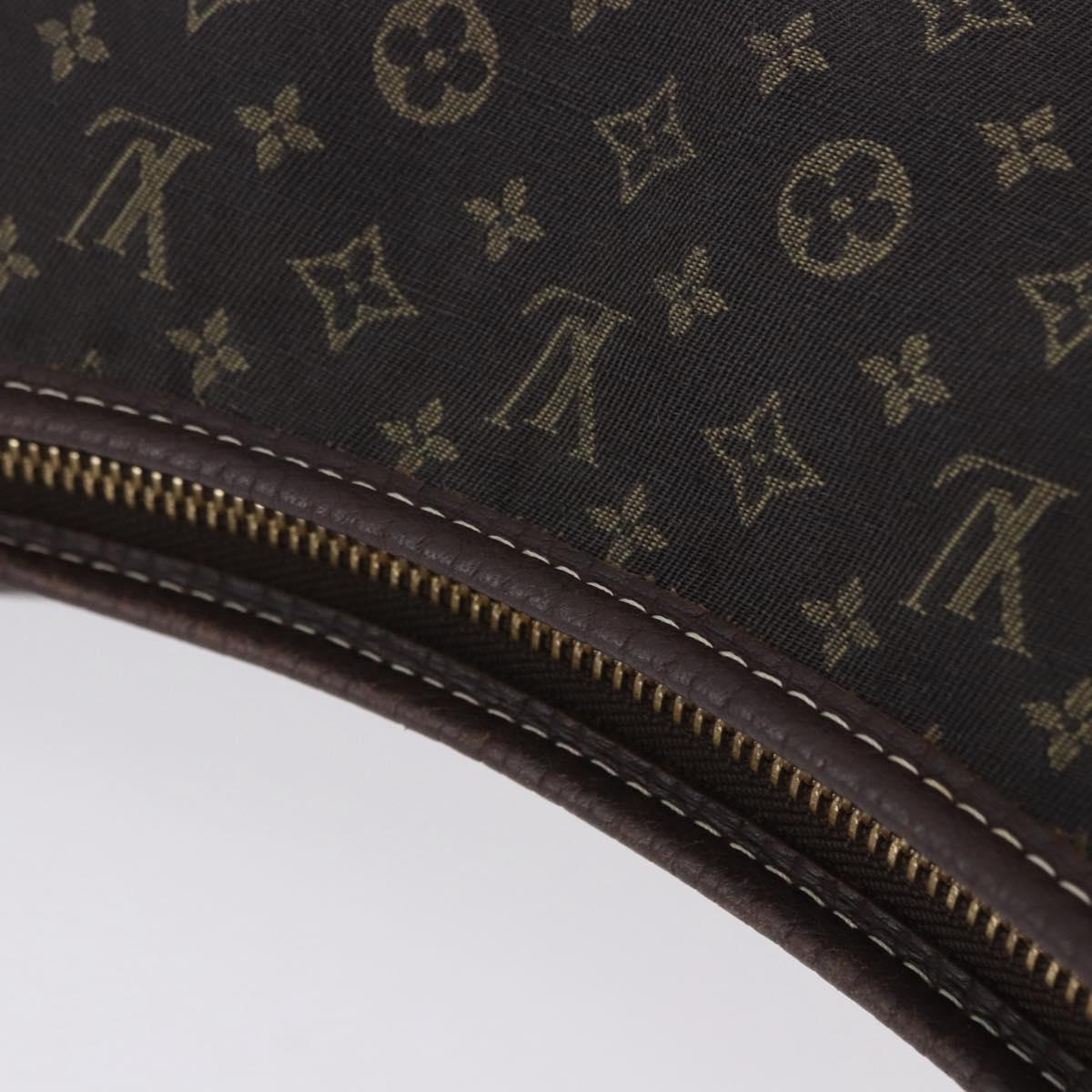 LOUIS VUITTON Monogram Mini Lin Manon MM Bag Brown Ebene M95619 LV Auth ki6848V