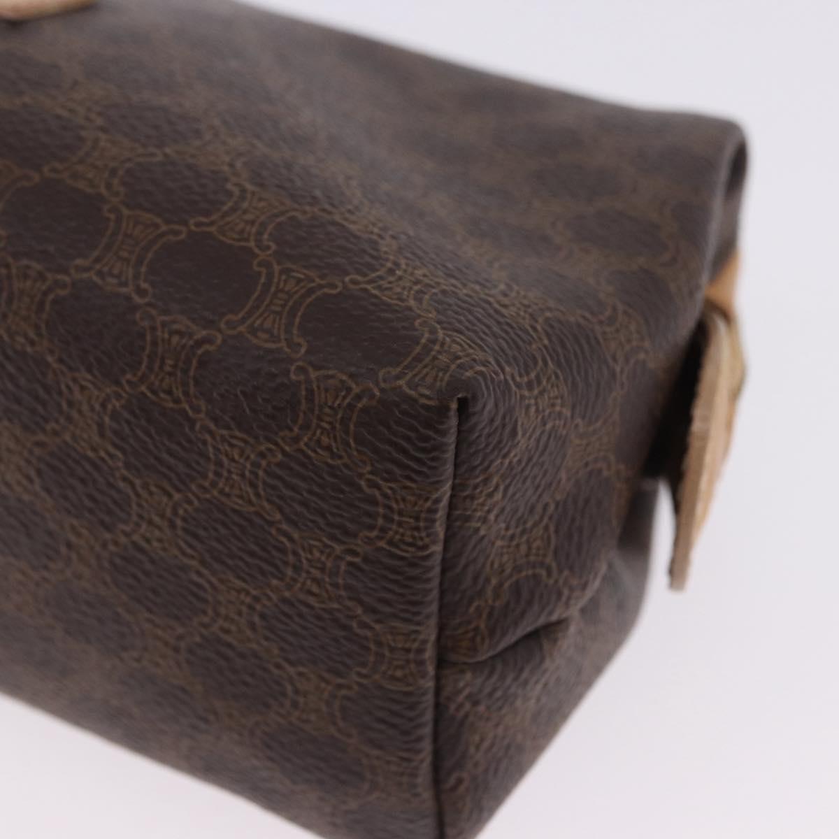 CELINE Macadam Canvas Pouch PVC Leather Brown Gold Auth ki6850