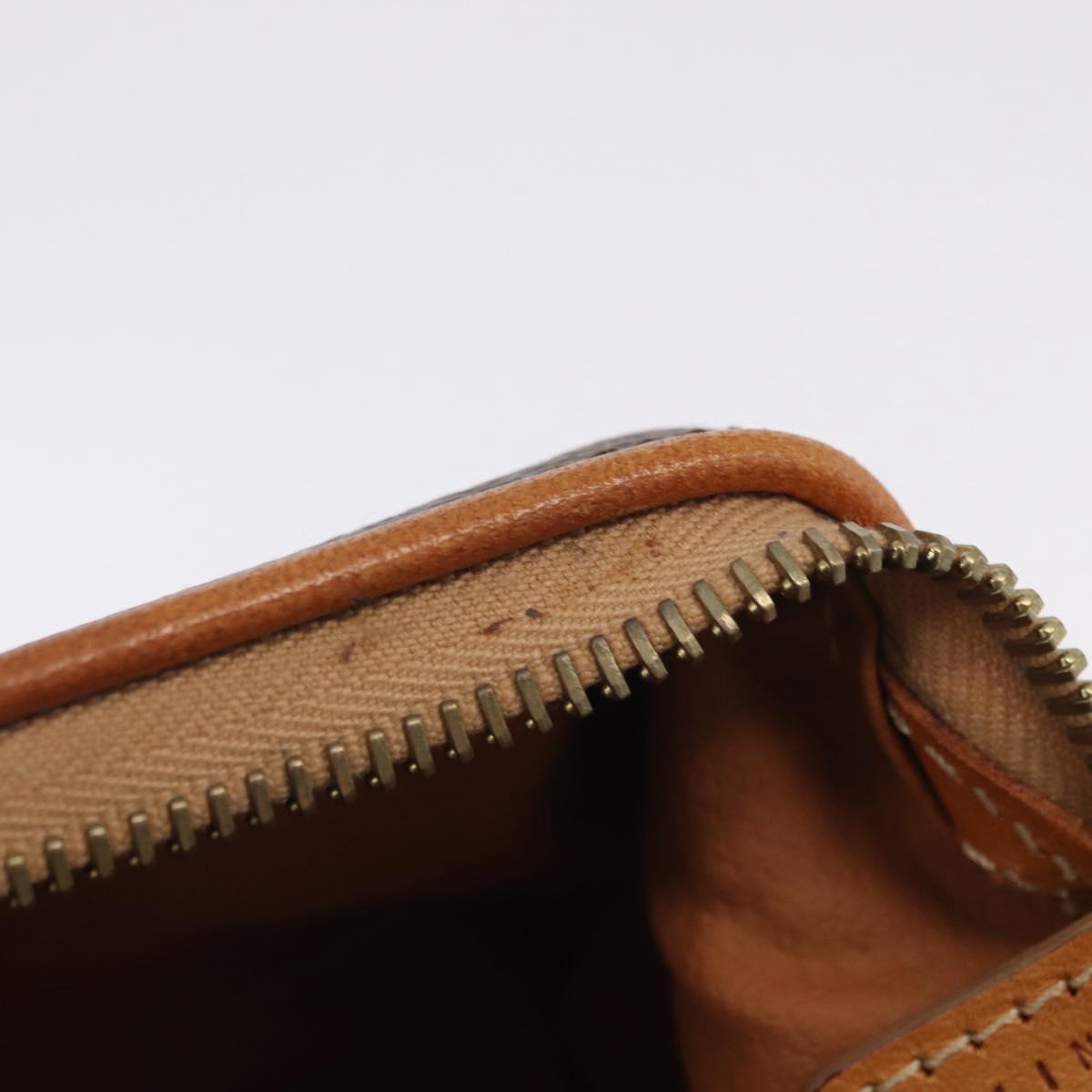 CELINE Macadam Canvas Pouch PVC Leather Brown Gold Auth ki6850