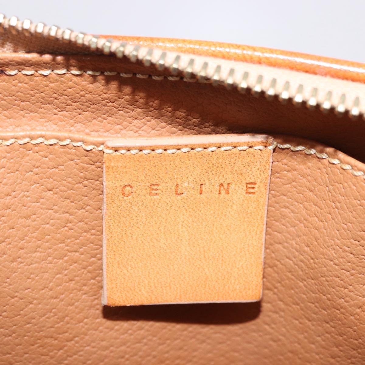 CELINE Macadam Canvas Pouch PVC Leather Brown Gold Auth ki6850
