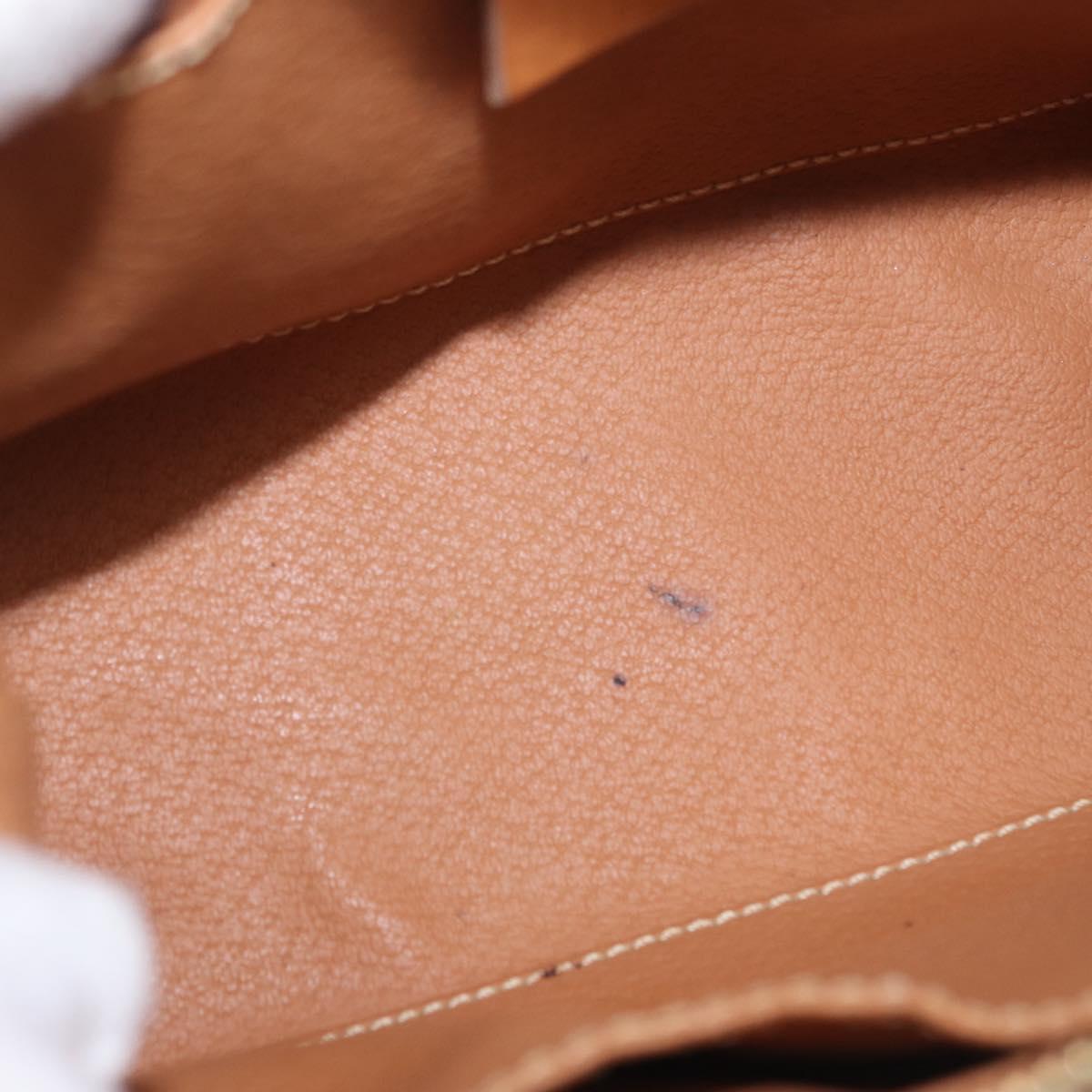 CELINE Macadam Canvas Pouch PVC Leather Brown Gold Auth ki6850
