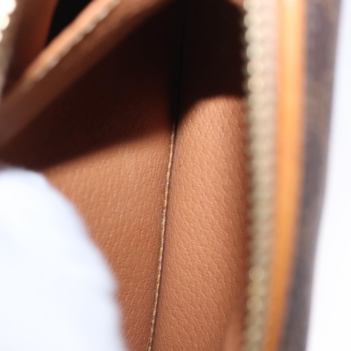 CELINE Macadam Canvas Pouch PVC Leather Brown Gold Auth ki6850