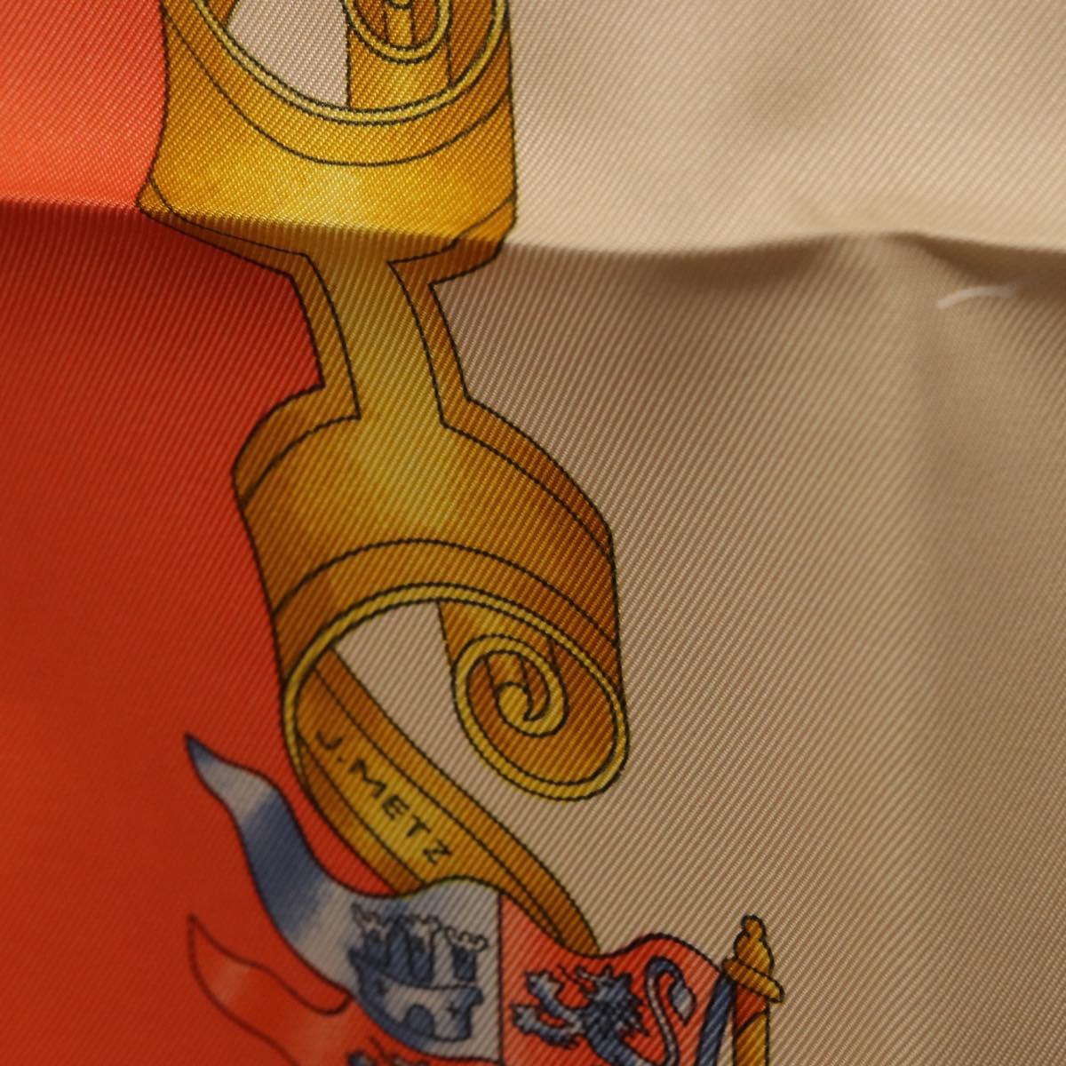 HERMES Carre 90 Scarf Silk ""VOILES DE LUMIERE"" Orange Auth ki6854
