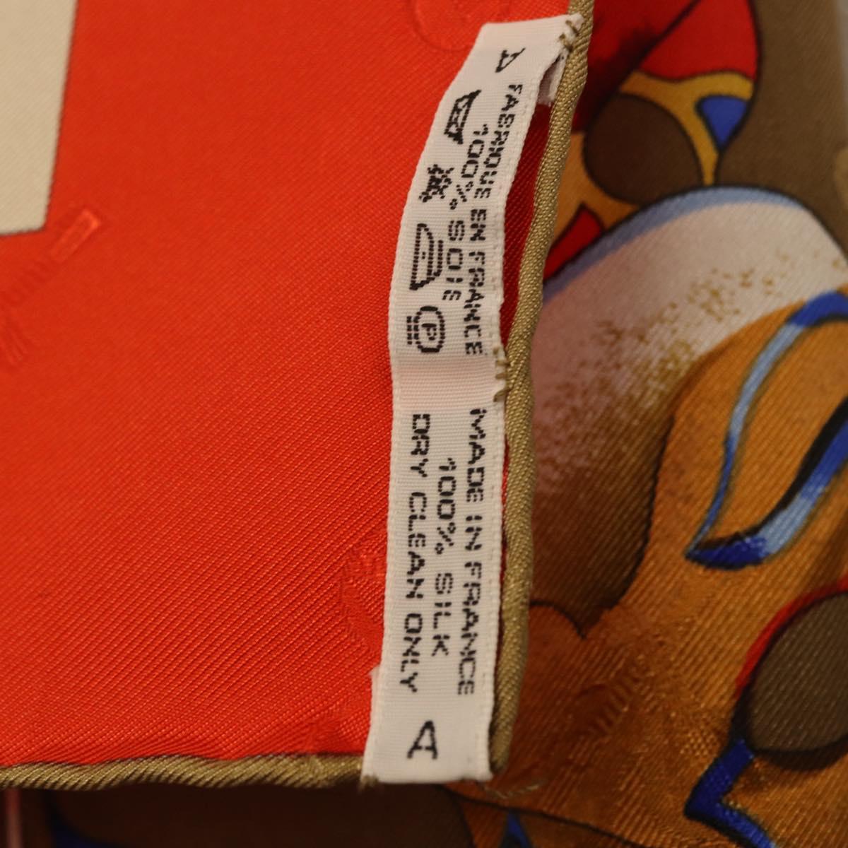 HERMES Carre 90 Scarf Silk ""LE CARNAVAL DE VENISE"" Red Auth ki6857
