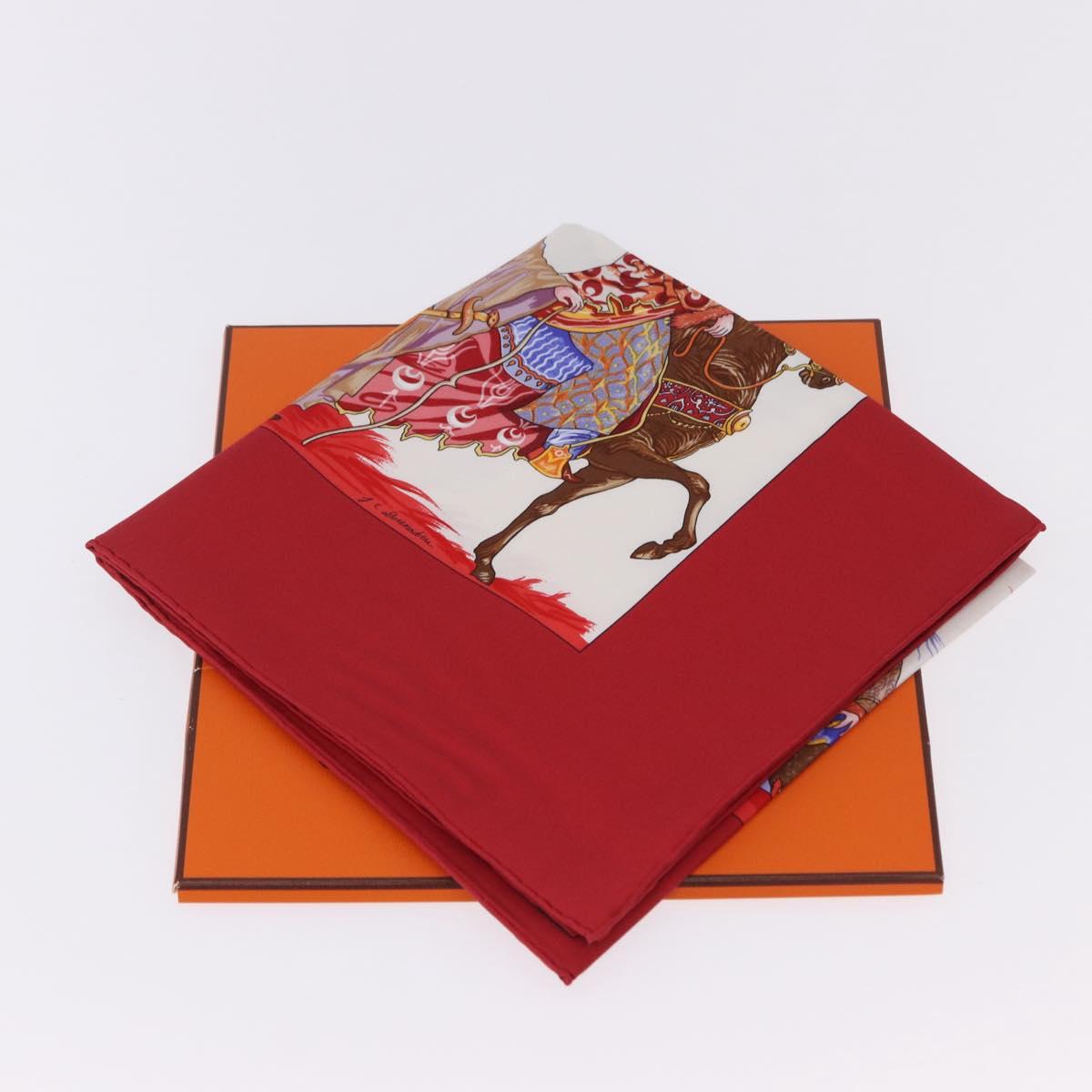 HERMES Carre 90 Scarf Silk ""TURQVERIES EN L'HONNEUR DE MHT"" Red Auth ki6858