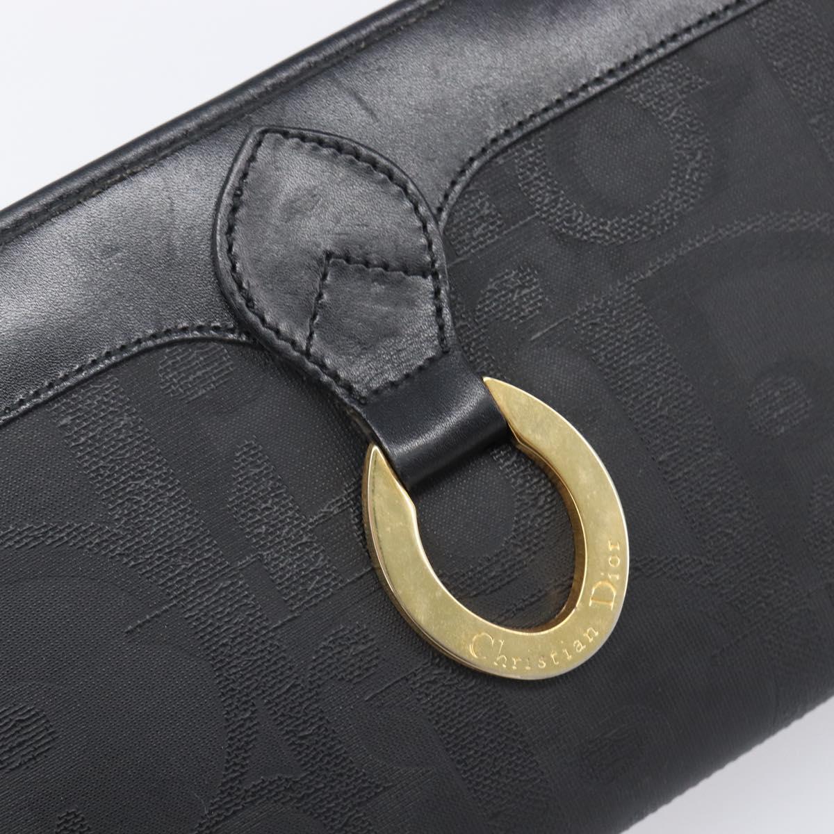 Christian Dior Trotter Canvas Clutch Bag PVC Black Gold Auth ki6859A