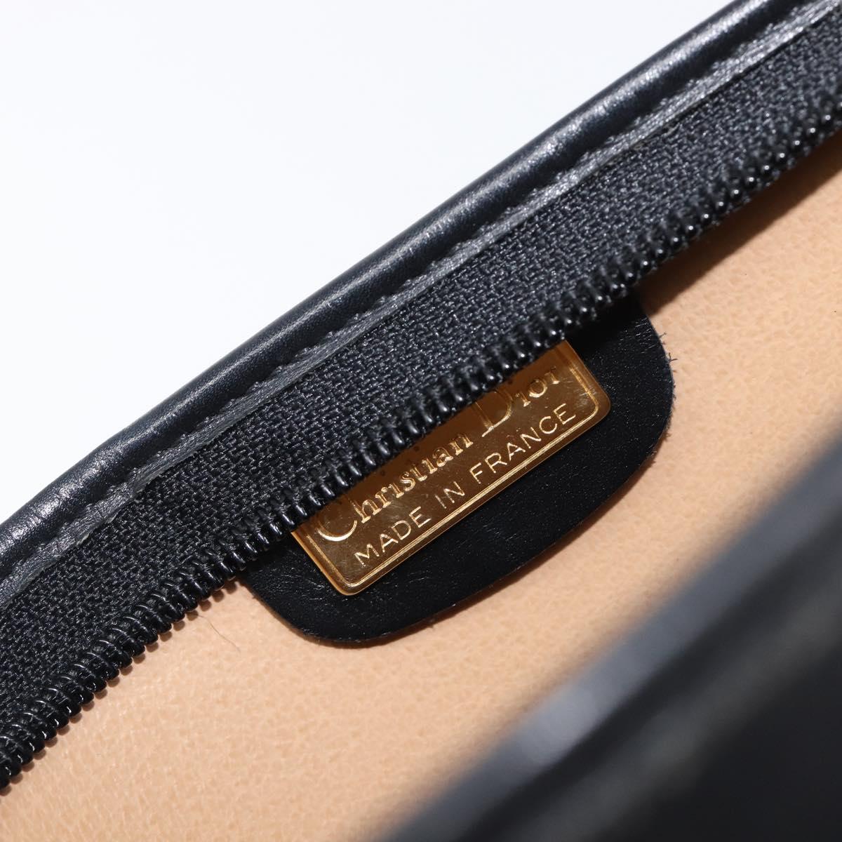 Christian Dior Trotter Canvas Clutch Bag PVC Black Gold Auth ki6859A