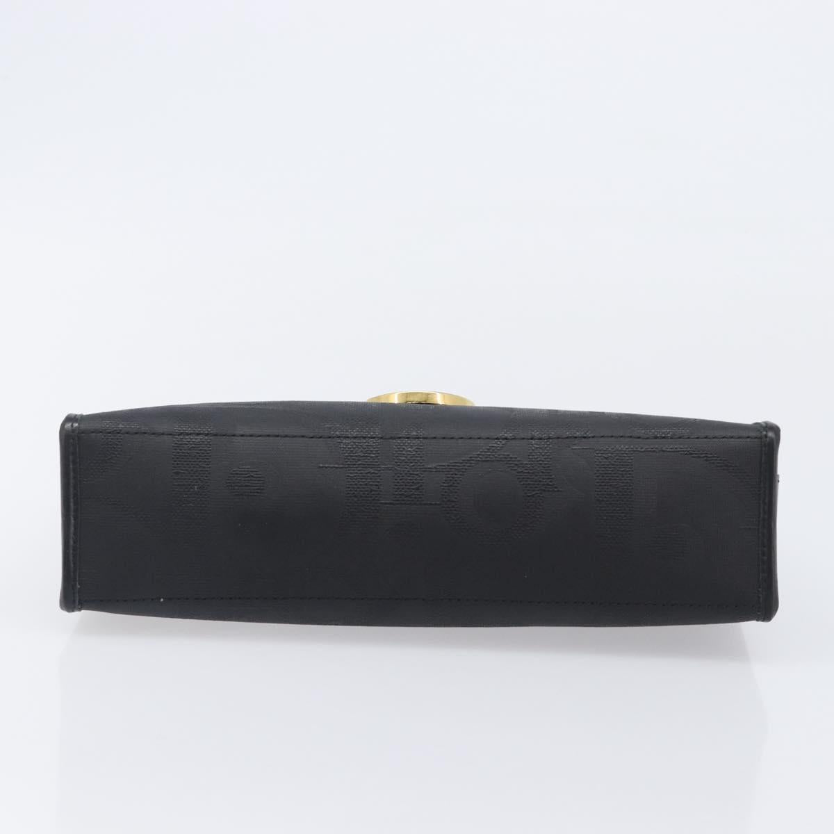 Christian Dior Trotter Canvas Clutch Bag PVC Black Gold Auth ki6859A