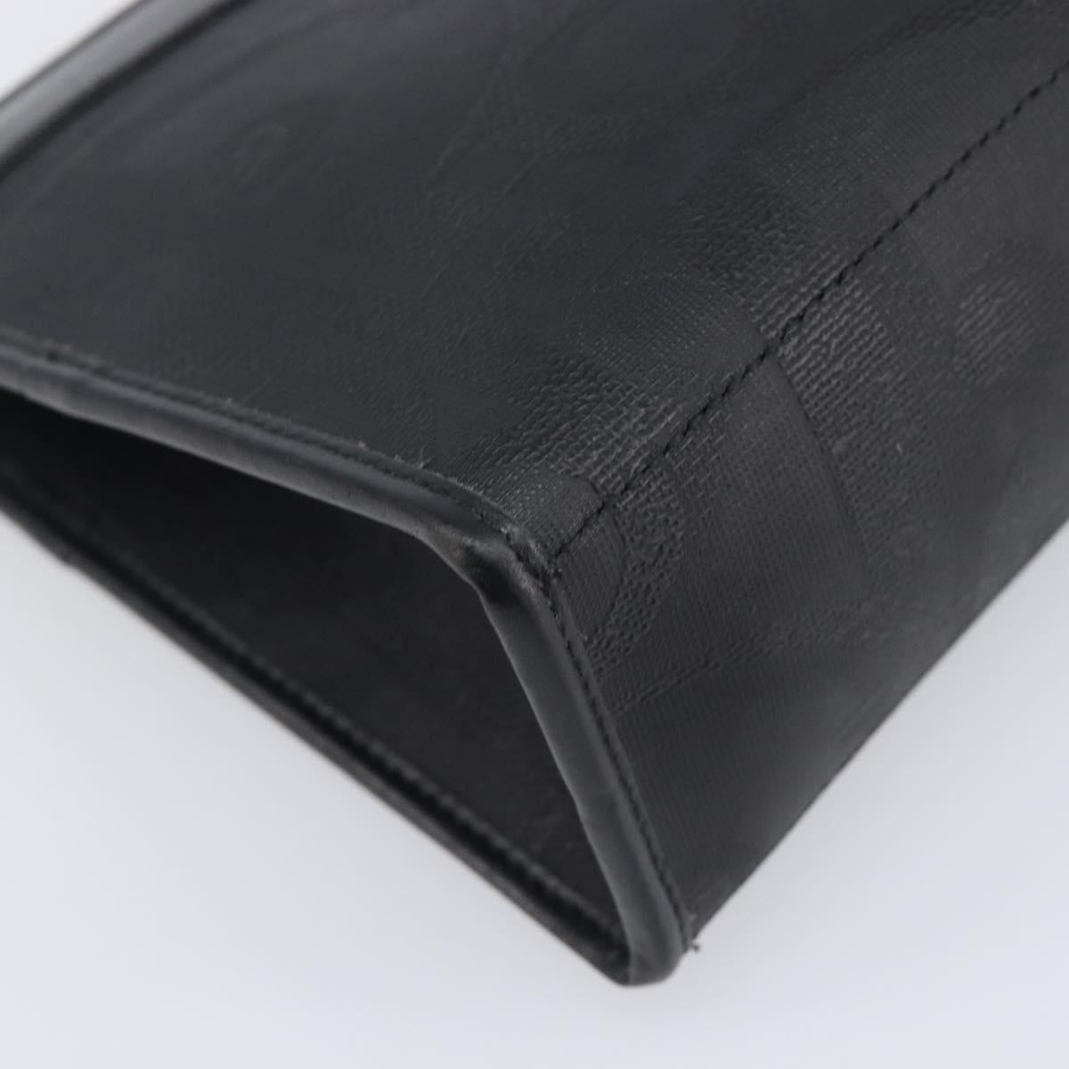 Christian Dior Trotter Canvas Clutch Bag PVC Black Gold Auth ki6859A