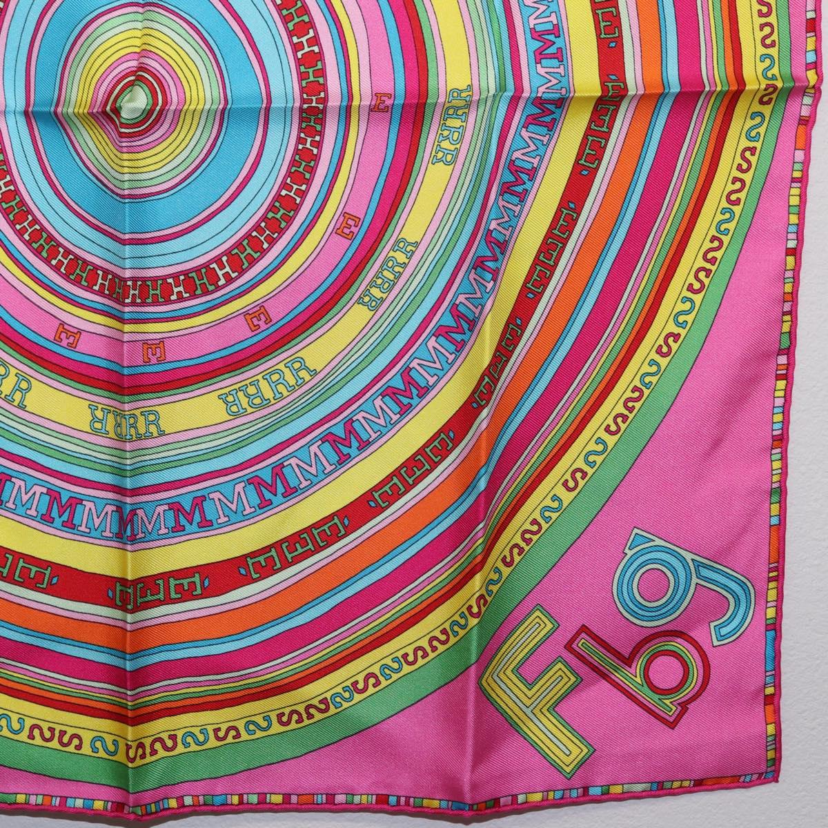 HERMES Carre 45 Scarf Silk Pink Multicolor Auth ki6862M