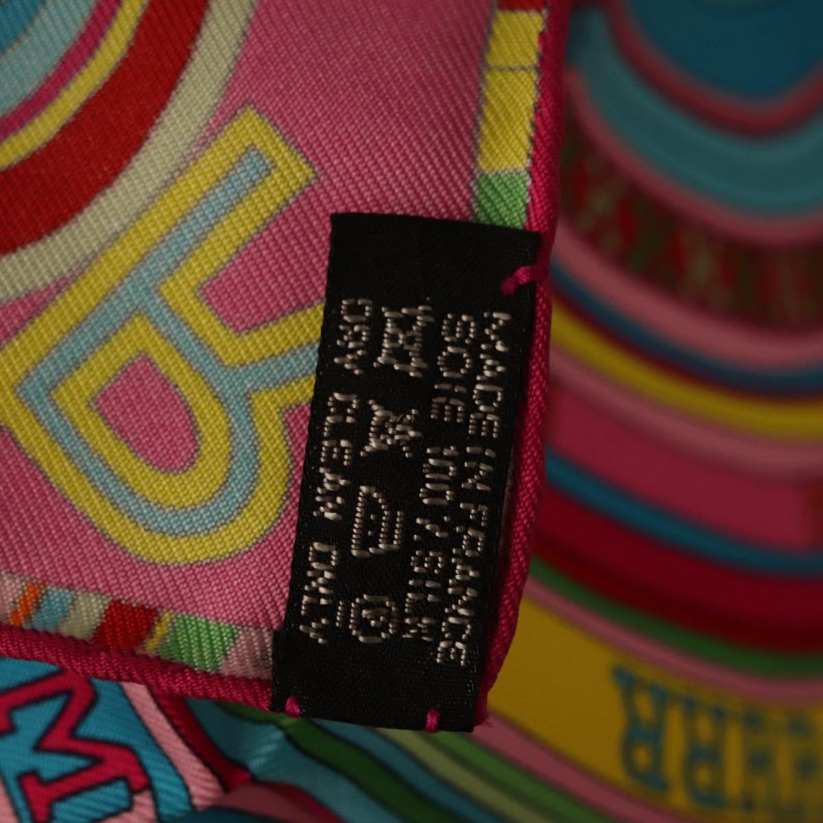 HERMES Carre 45 Scarf Silk Pink Multicolor Auth ki6862M
