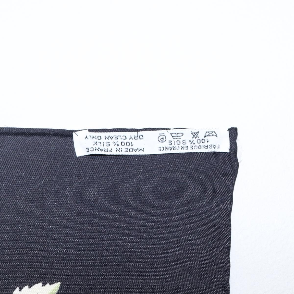 HERMES Carre 90 Scarf Silk Black Blue ""L'ARBRE de SOIE"" Auth ki6867M