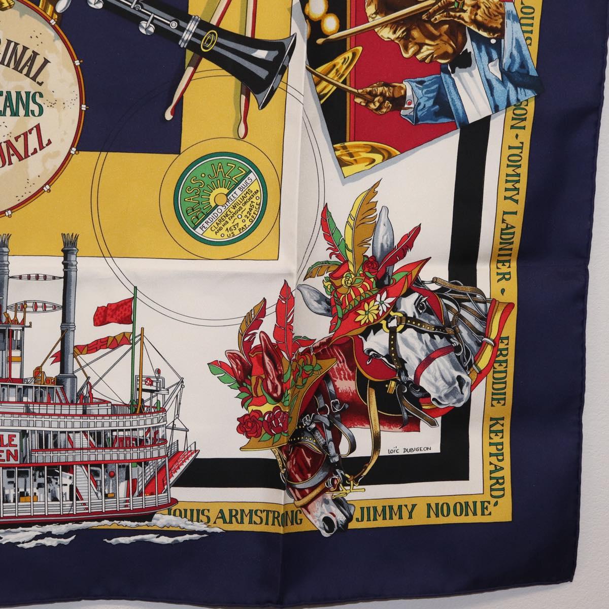 HERMES Carre 90 Scarf ""THE ORIGINAL NEWOREANS CREOLE JAZZ 1923"" Auth ki6870M