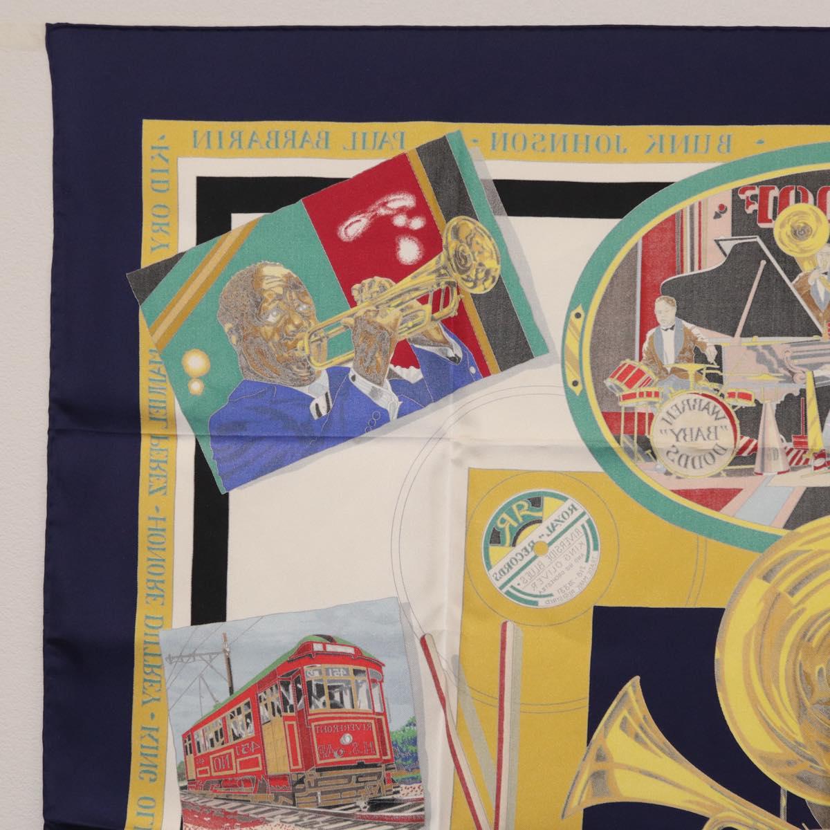 HERMES Carre 90 Scarf ""THE ORIGINAL NEWOREANS CREOLE JAZZ 1923"" Auth ki6870M