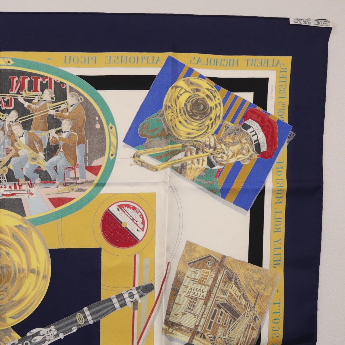 HERMES Carre 90 Scarf ""THE ORIGINAL NEWOREANS CREOLE JAZZ 1923"" Auth ki6870M