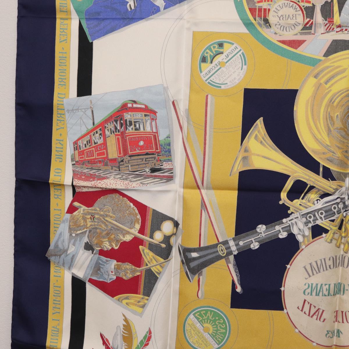 HERMES Carre 90 Scarf ""THE ORIGINAL NEWOREANS CREOLE JAZZ 1923"" Auth ki6870M