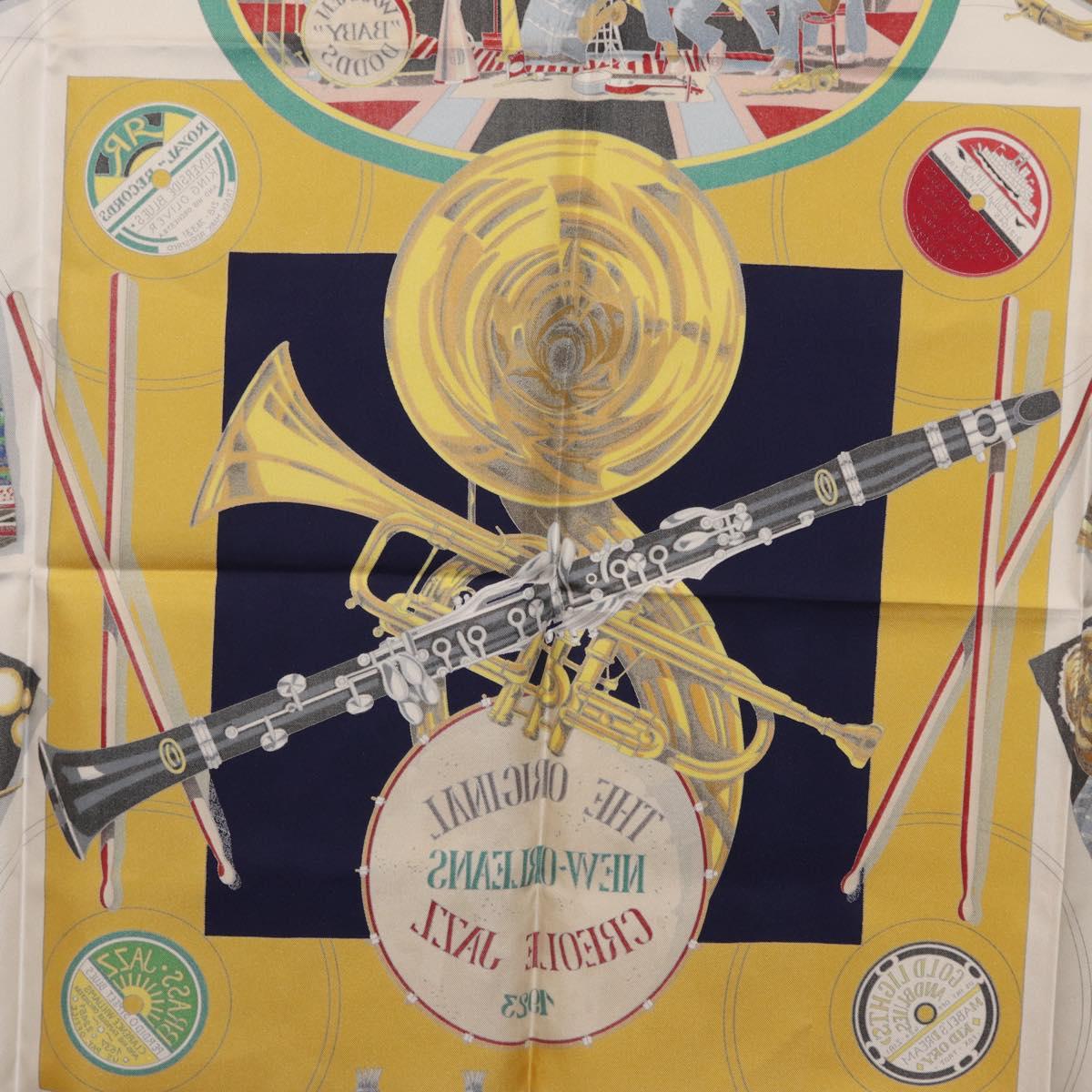 HERMES Carre 90 Scarf ""THE ORIGINAL NEWOREANS CREOLE JAZZ 1923"" Auth ki6870M