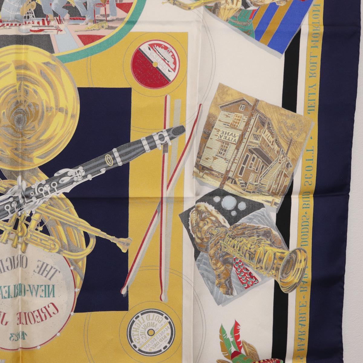 HERMES Carre 90 Scarf ""THE ORIGINAL NEWOREANS CREOLE JAZZ 1923"" Auth ki6870M