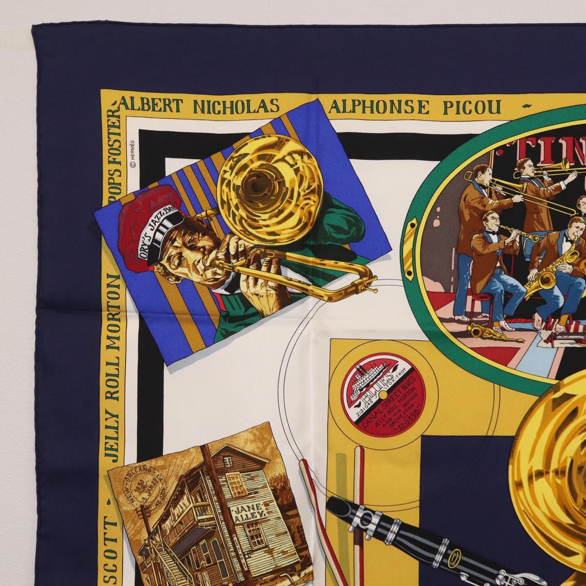 HERMES Carre 90 Scarf ""THE ORIGINAL NEWOREANS CREOLE JAZZ 1923"" Auth ki6870M