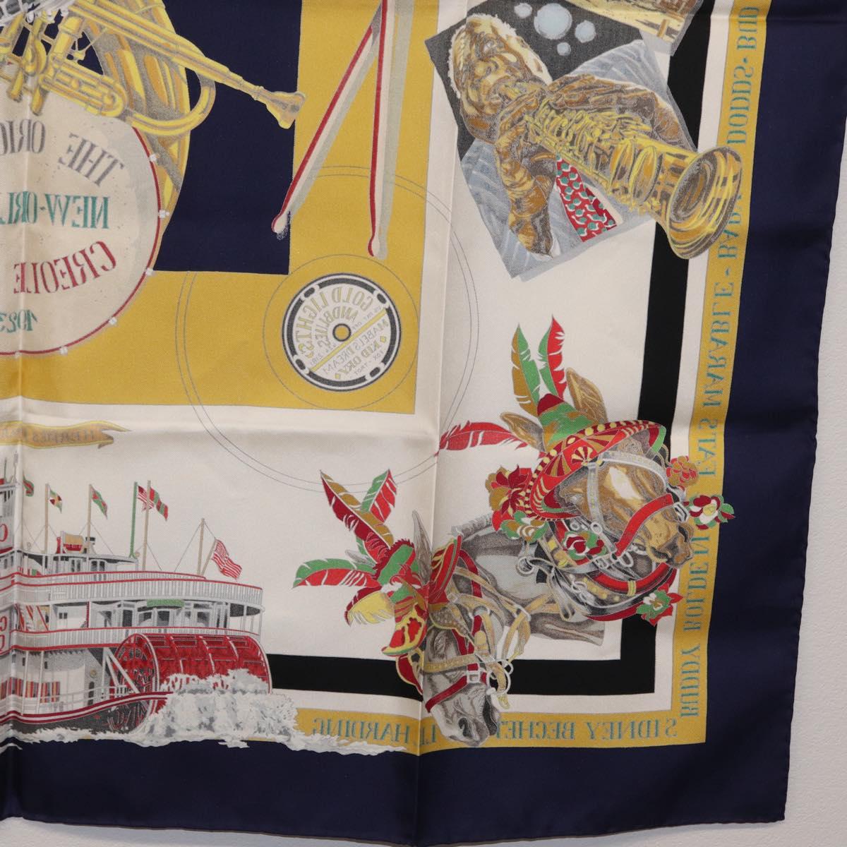 HERMES Carre 90 Scarf ""THE ORIGINAL NEWOREANS CREOLE JAZZ 1923"" Auth ki6870M
