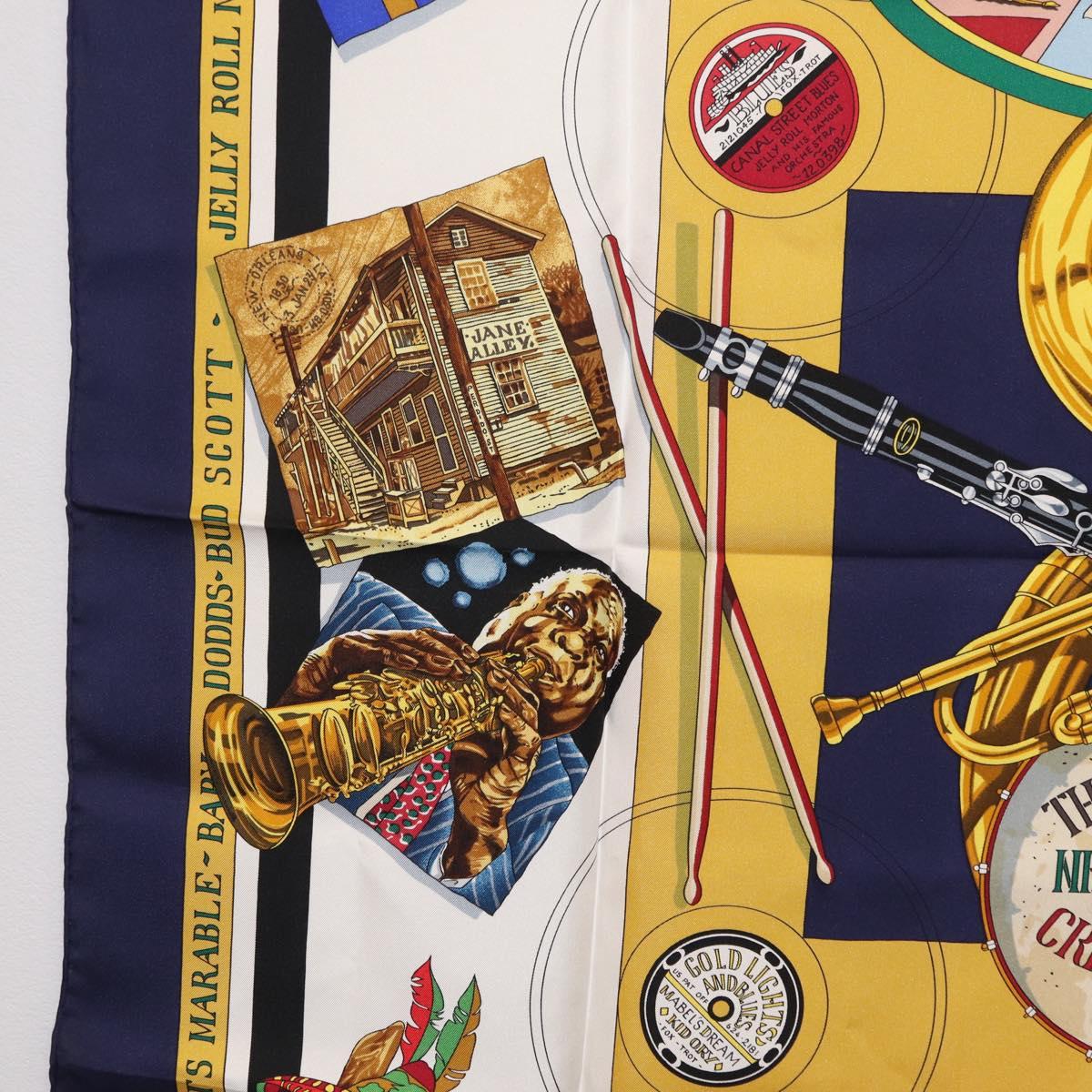 HERMES Carre 90 Scarf ""THE ORIGINAL NEWOREANS CREOLE JAZZ 1923"" Auth ki6870M