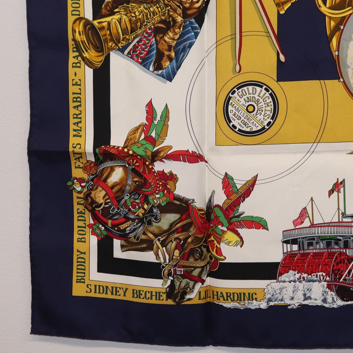 HERMES Carre 90 Scarf ""THE ORIGINAL NEWOREANS CREOLE JAZZ 1923"" Auth ki6870M