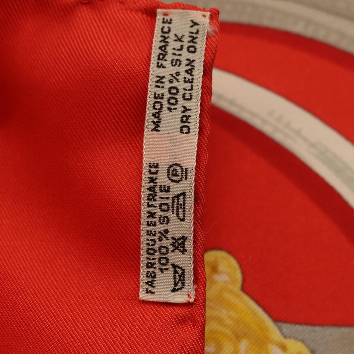 HERMES Carre 90 Scarf Silk Red Yellow ""LES MORS A LA CONETABLE"" Auth ki6871M