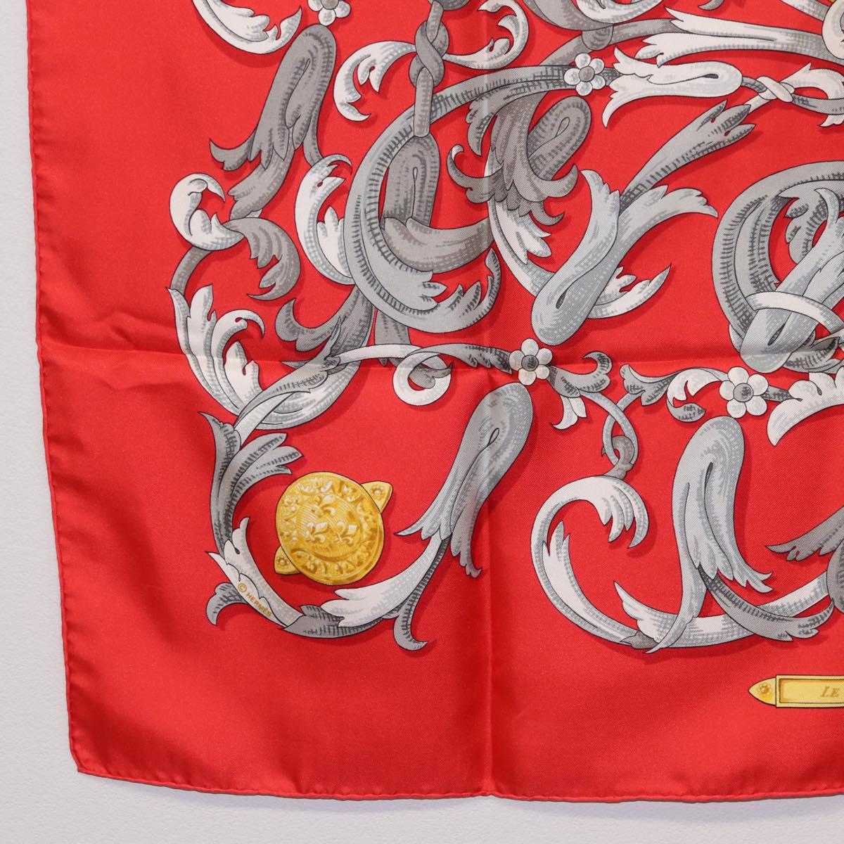 HERMES Carre 90 Scarf Silk Red Yellow ""LES MORS A LA CONETABLE"" Auth ki6871M