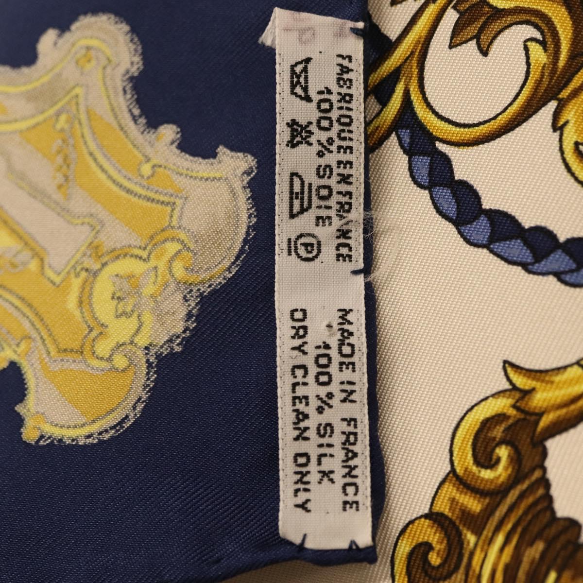 HERMES Carre 90 Scarf Silk Blue White Auth ki6874M