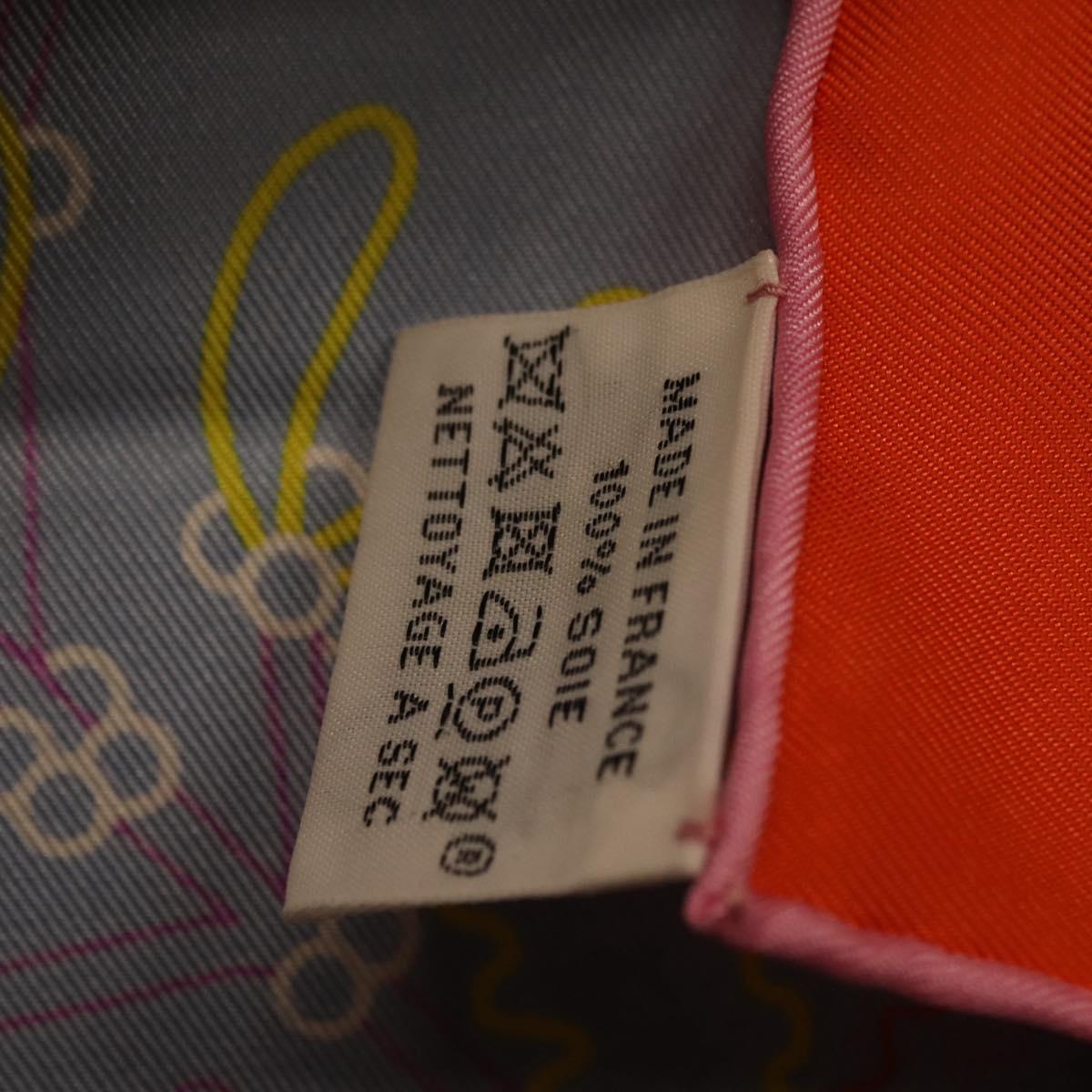 HERMES Carre 90 Scarf Silk Orange Light Blue ""Le Gui du Chene"" Auth ki6875M