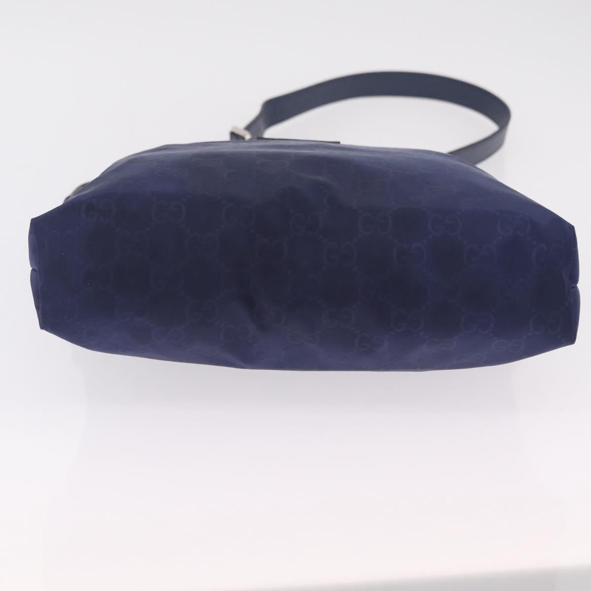 GUCCI GG Shoulder Bag Nylon Navy Silver 510342 Auth ki6877