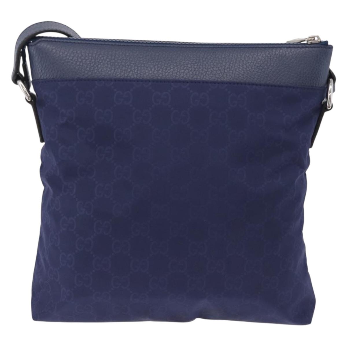 GUCCI GG Shoulder Bag Nylon Navy Silver 510342 Auth ki6877