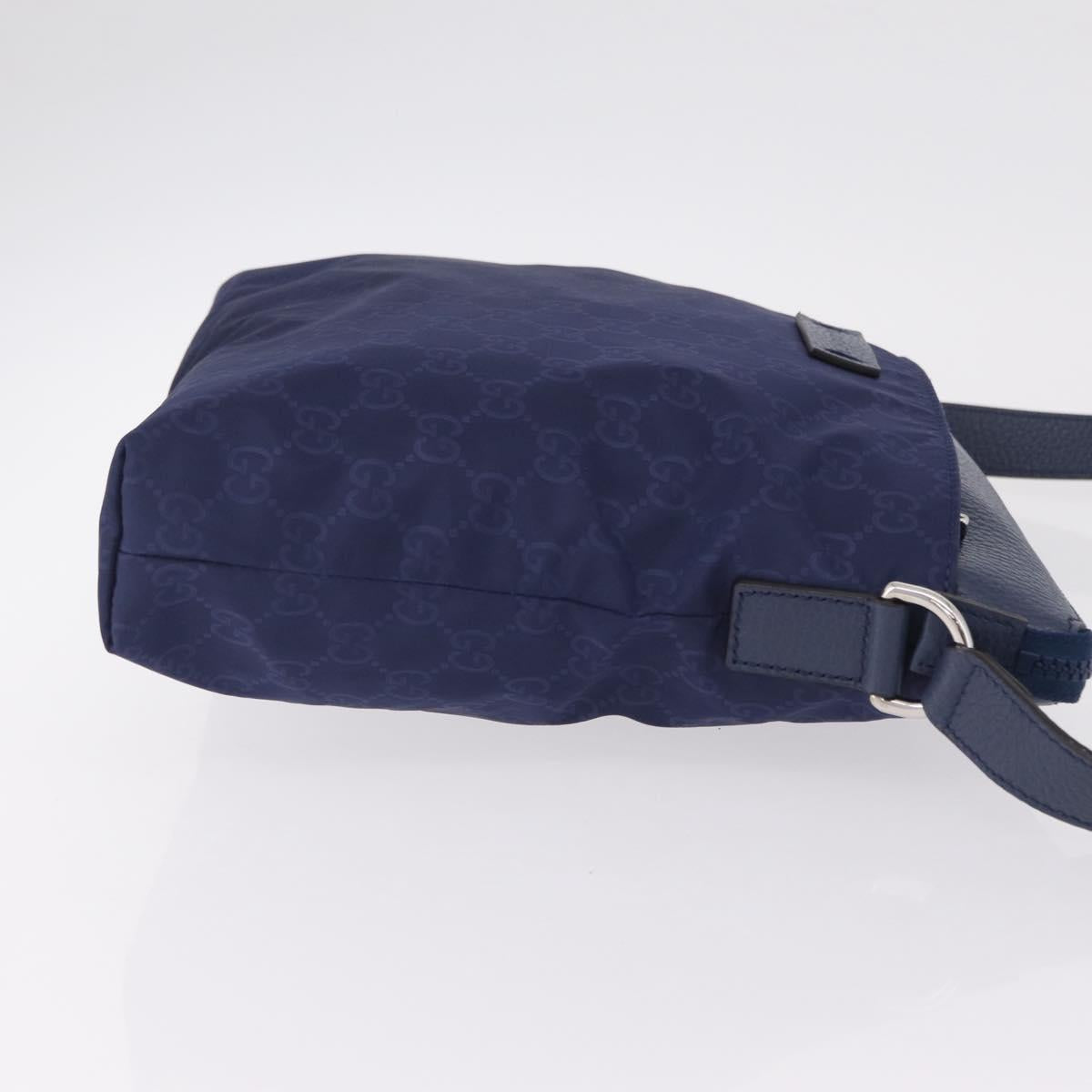 GUCCI GG Shoulder Bag Nylon Navy Silver 510342 Auth ki6877