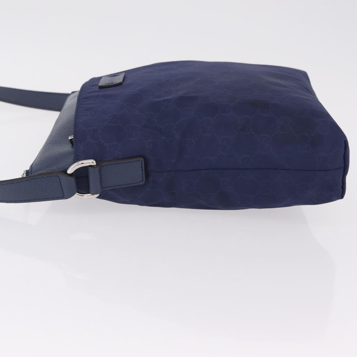 GUCCI GG Shoulder Bag Nylon Navy Silver 510342 Auth ki6877
