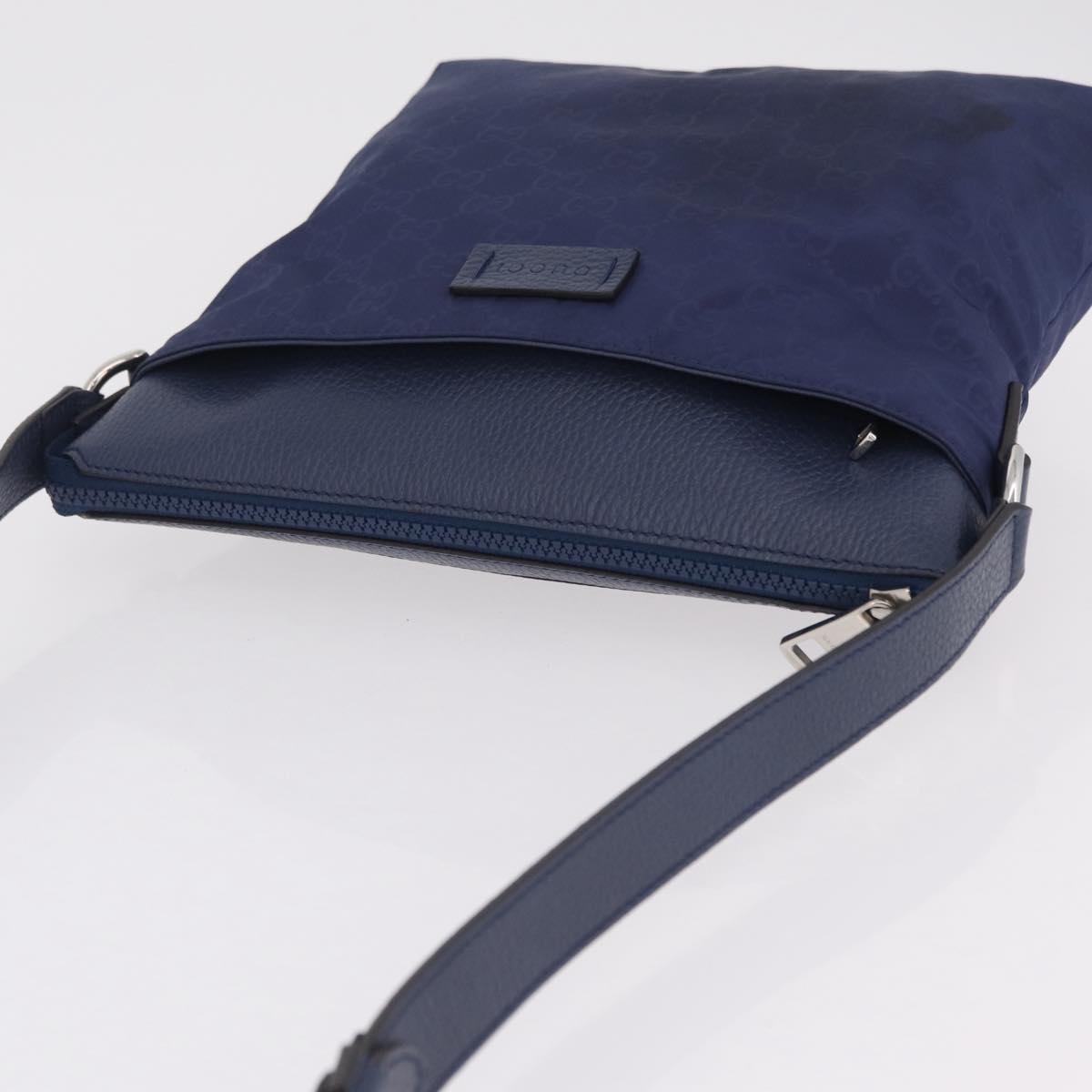 GUCCI GG Shoulder Bag Nylon Navy Silver 510342 Auth ki6877